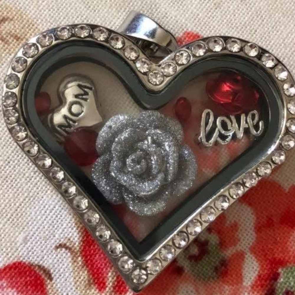 Silver Heart Locket with Red Accents